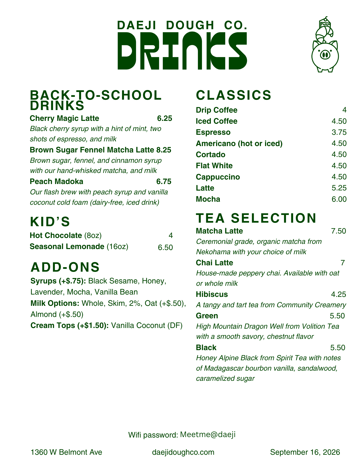 Drink Menu