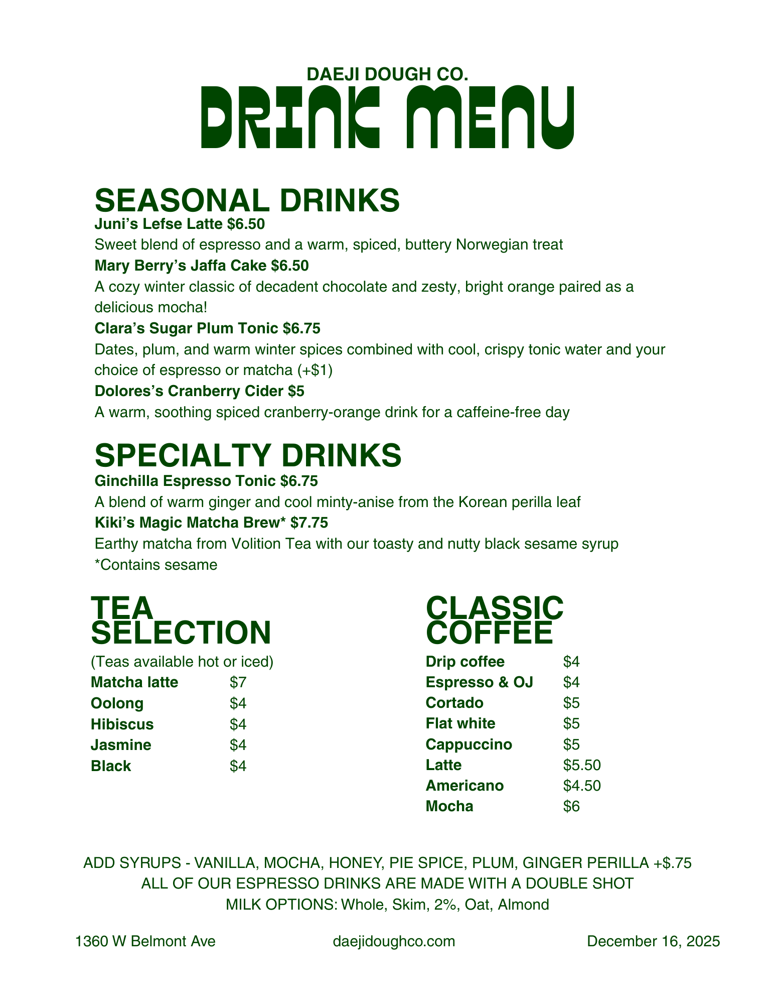 Drink Menu