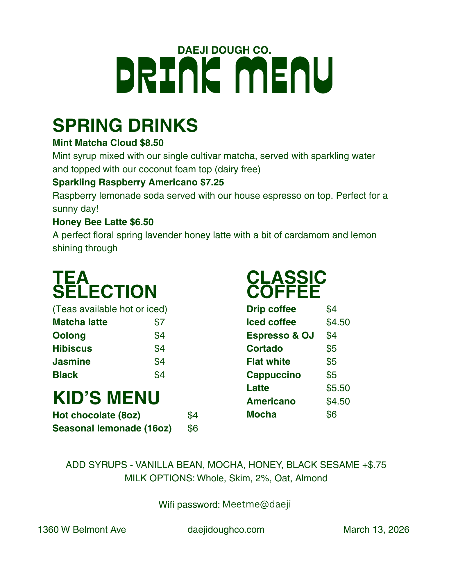 Drink Menu